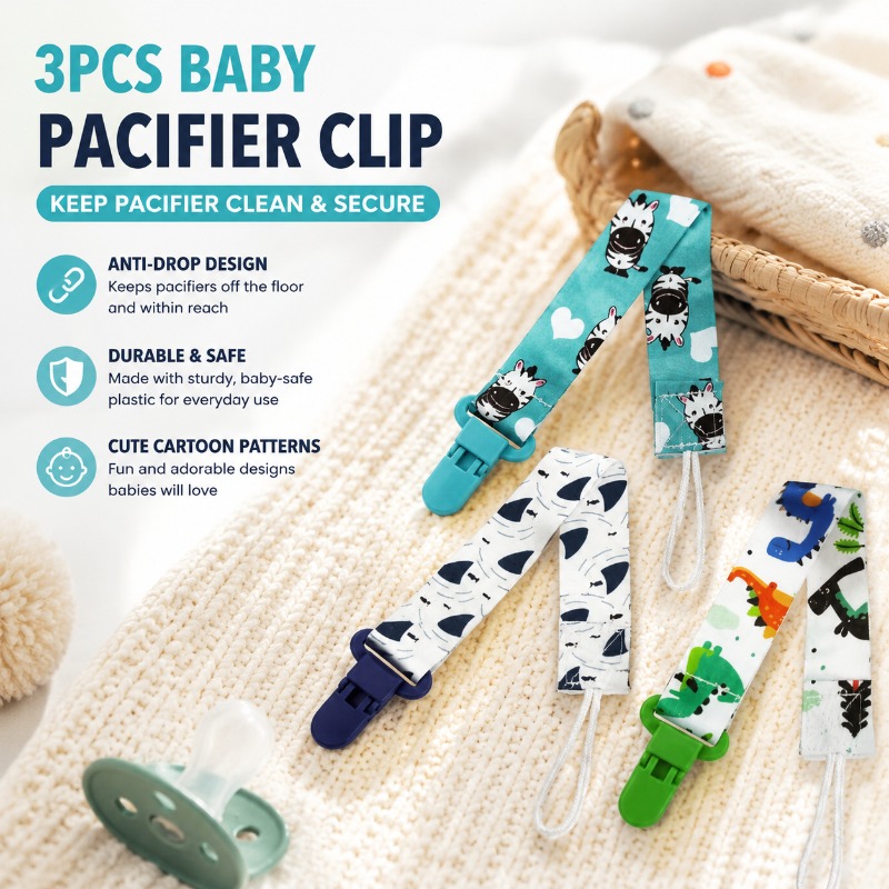 Baby Food Pacifier - Lot de 3 attaches-tétines pour bébé