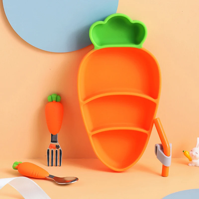 Self Feed Spoon - Vaisselle en Silicone pour enfants, carotte,
