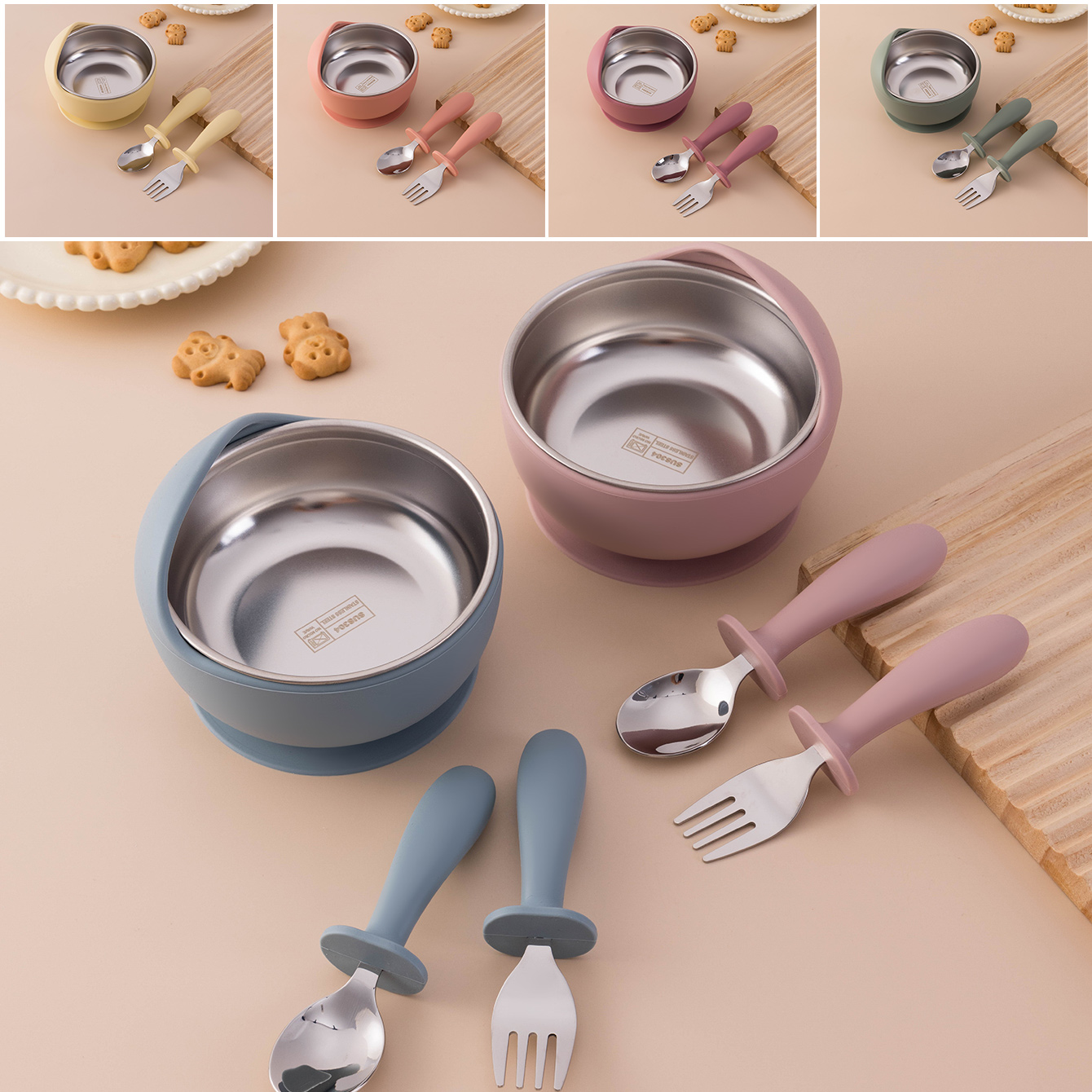 Self Feed Spoon - Ensemble d'alimentation en Silicone et acier