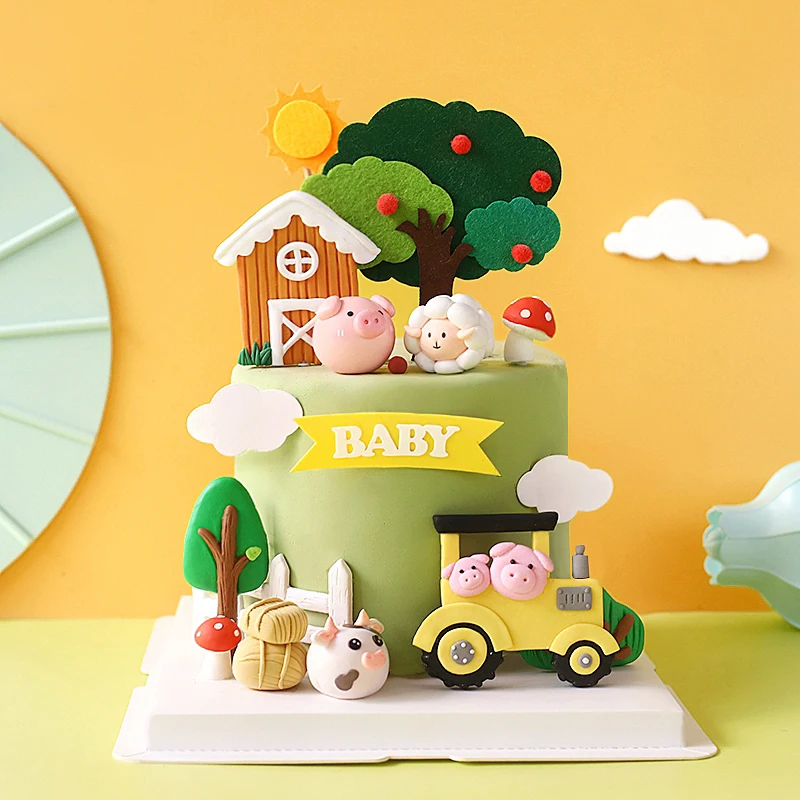 Baby Food Dessert - Joyeux anniversaire gâteau Topper ferme Zoon