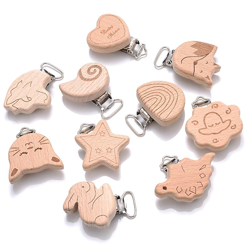 Baby Food Pacifier - Attache-sucette en bois de qualité alimentaire,